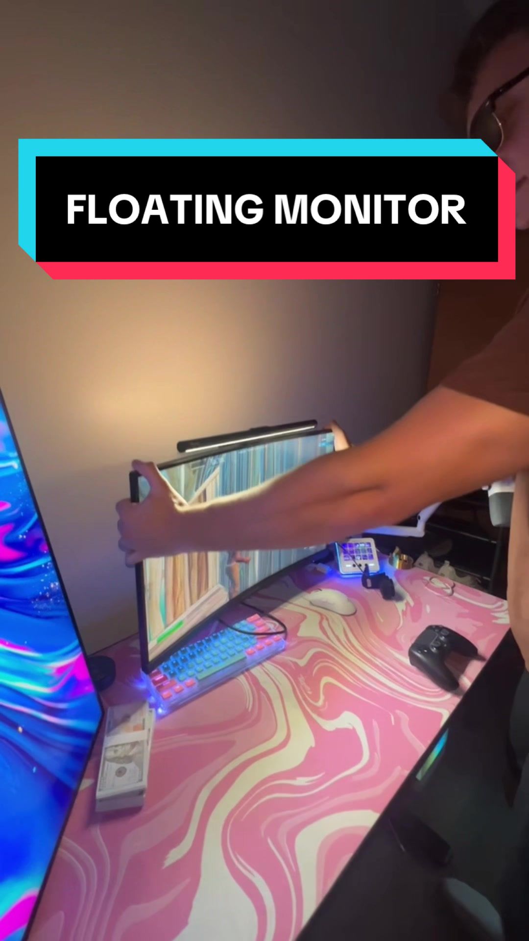 TikTok post by @mitzz.fn for HUANUO. Caption reads: [...] #gamingsetup #techtok #ad @HUANUO.
