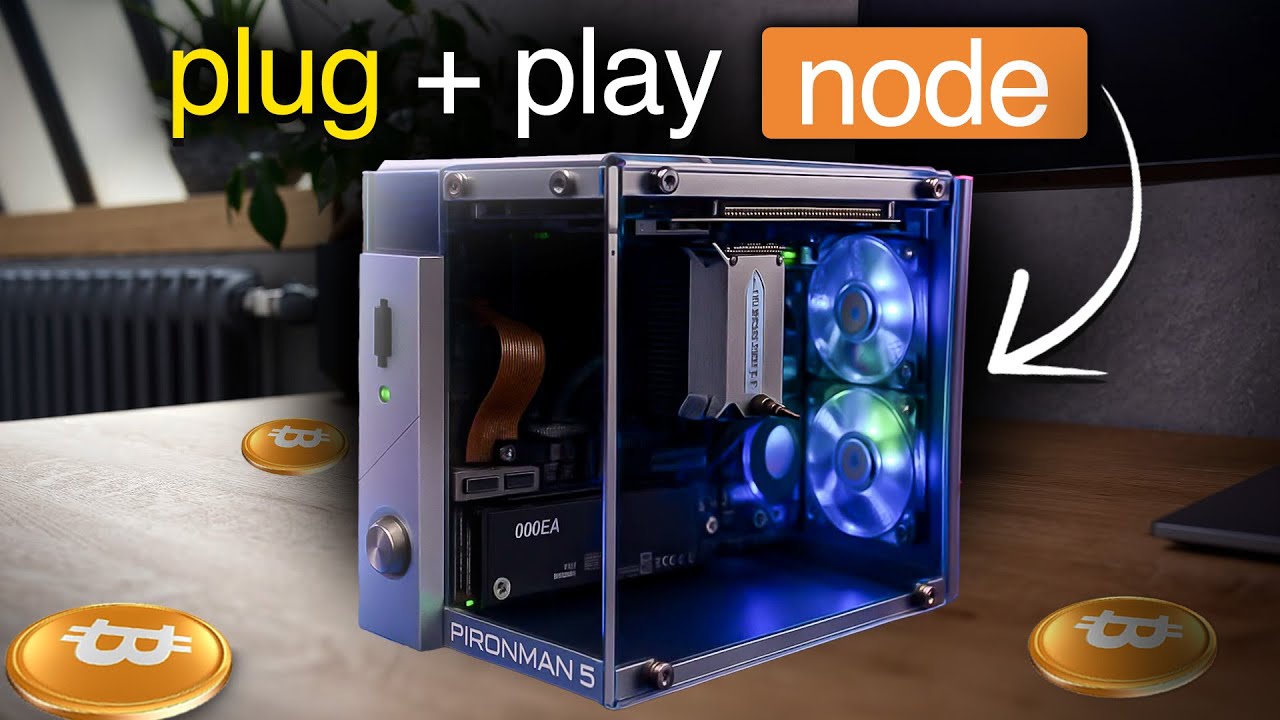 YouTube post by @TheHobbyistMiner for Podbean. Caption reads: Ultimate Plug & Play Full Home BITCOIN Node!.