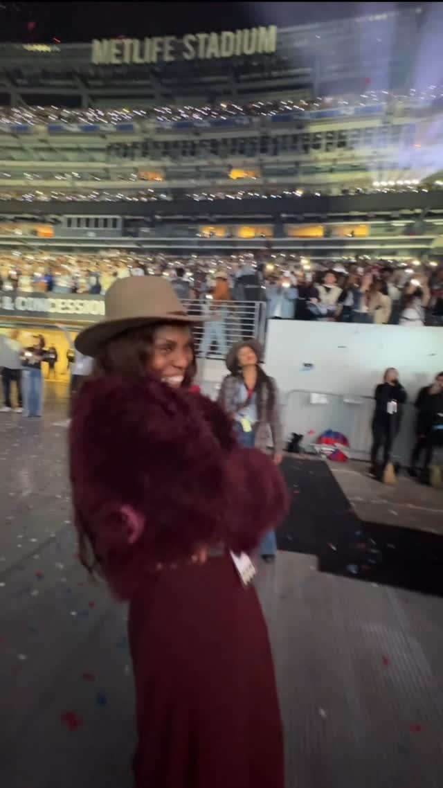 Instagram post by @yvettenoelschure for Stetson. Caption reads: The COWBOY CARTER history-making run at MetLife....