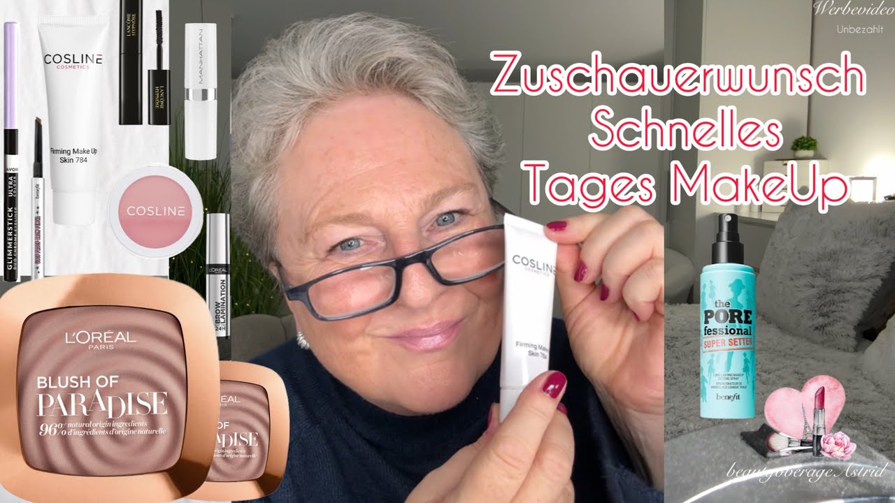 YouTube post by @beautyoverageAstrid for Mainpunkt. Caption reads: Quick Daytime Makeup | Viewer Request |....