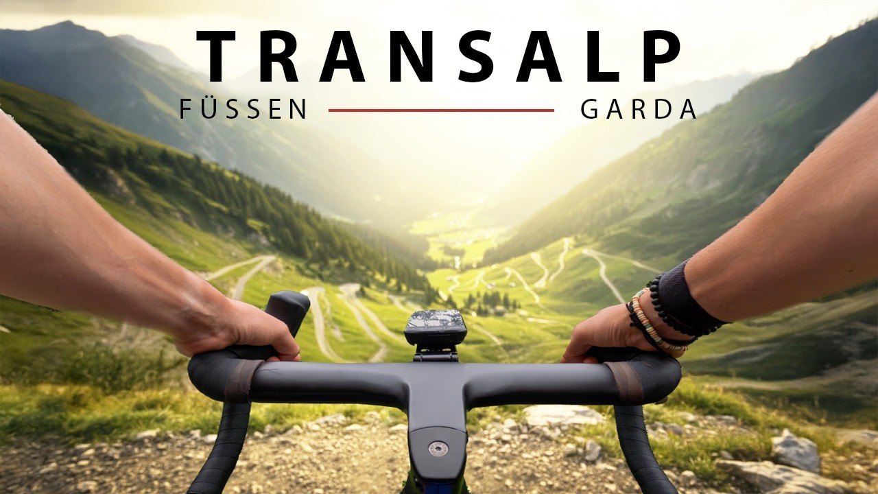 YouTube post by @BastianBrutzer91 for komoot. Caption reads: Alpencross Anders: By road bike (600km) to Lake....