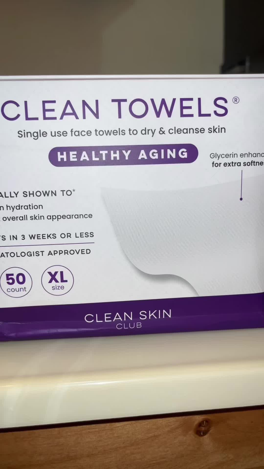 TikTok post by @d.nicaleigh for Clean Skin Club. Caption reads: Switch to @Clean Skin Club single use face towels....