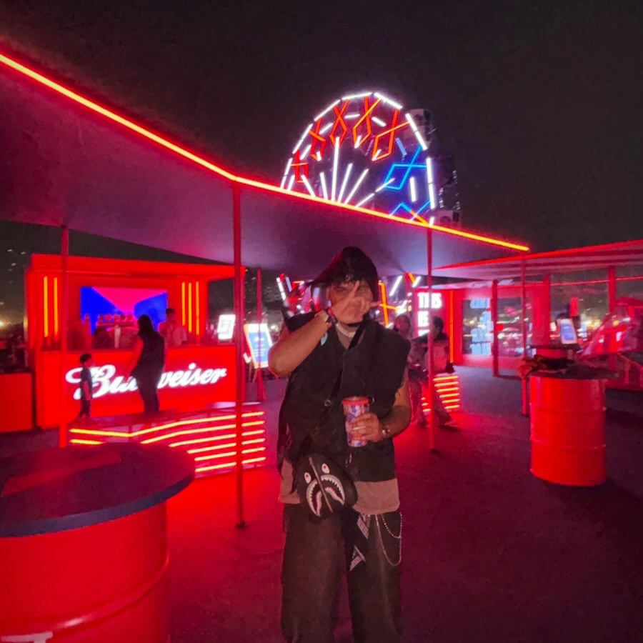 Instagram post by @mc_altaf_ for Budweiser. Caption reads: @lollaindia BackOutside !!!🇮🇳 @budweiserindia....