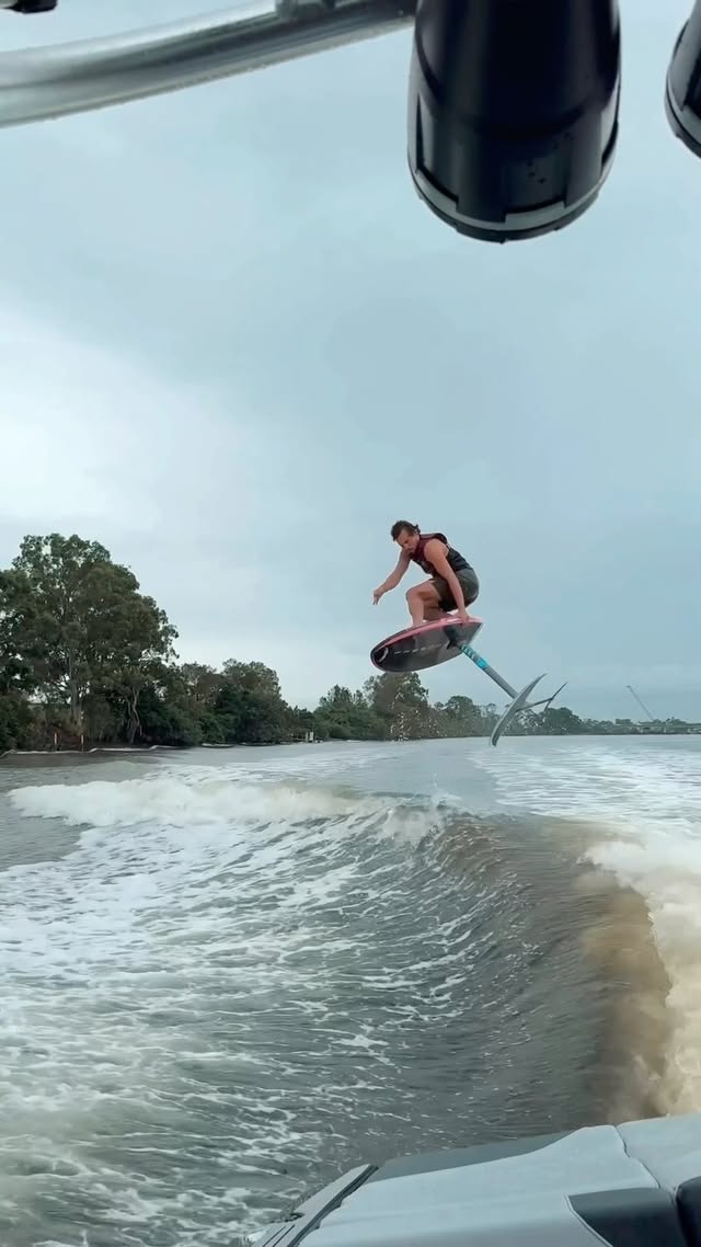 Instagram post by @harleyclifford for Liquid Force. Caption reads: First time going BS on this foil thing in a while....