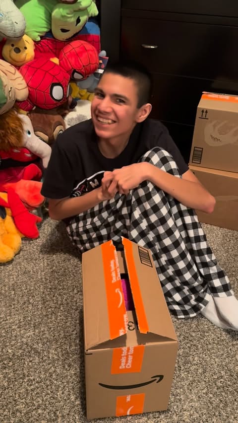 Instagram post by @magicwiththomas for Squishmallows. Caption reads: Thomas unboxing packages he received from his....