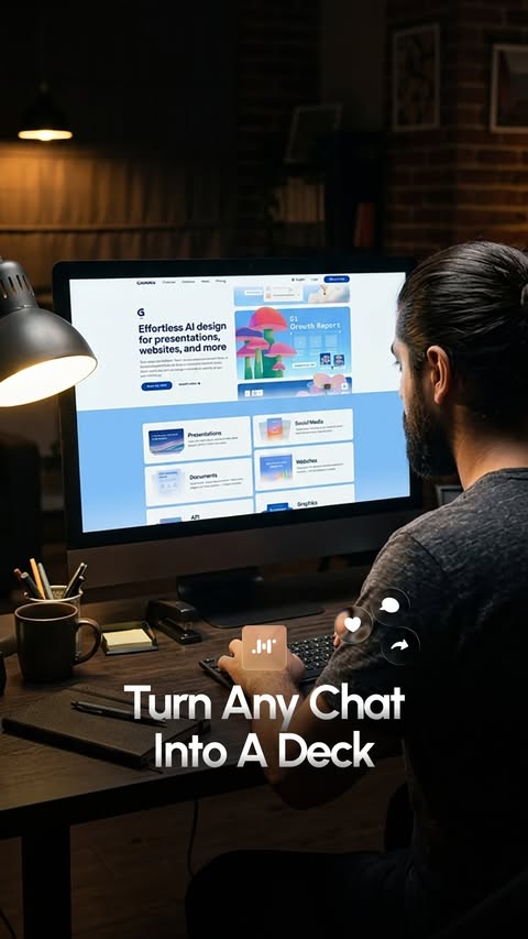 Instagram post by @uiux.jarar for GAMMA. Caption reads: [...] presentation tool, you can connect....