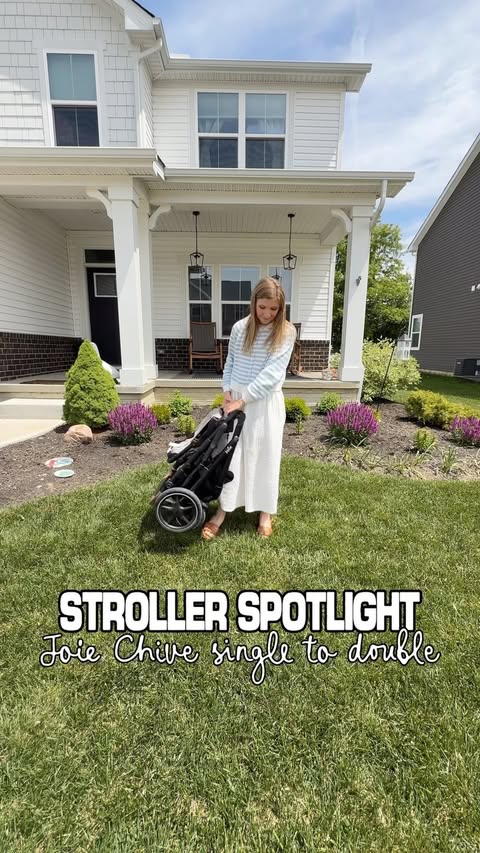 Instagram post by @abigailackfam for Joie Baby Gear. Caption reads: 3 cheers for the @joiebaby_usa Chive stroller....