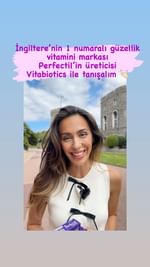 Instagram post by @call_me_mumsy for Vitabiotics. Caption reads: İngiltere’nin 1 Numaralı Güzellik Vitamini Markası....