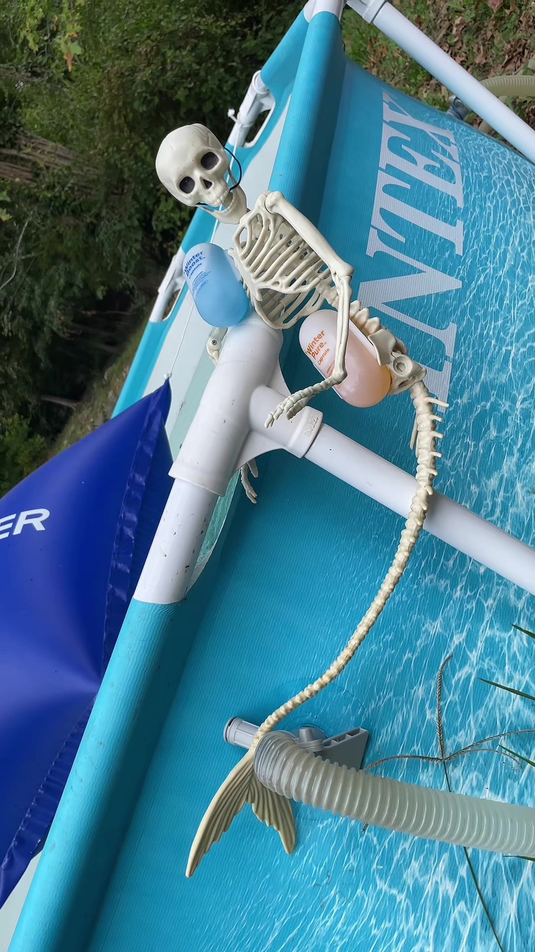 TikTok post by @megsskindeep7 for Poolhacker. Caption reads: @Poolhacker_official #poolwinterization [...].