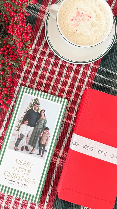 Instagram post by @sincerelyunnati for Artifact Uprising. Caption reads: Another year, another Christmas card - and another....