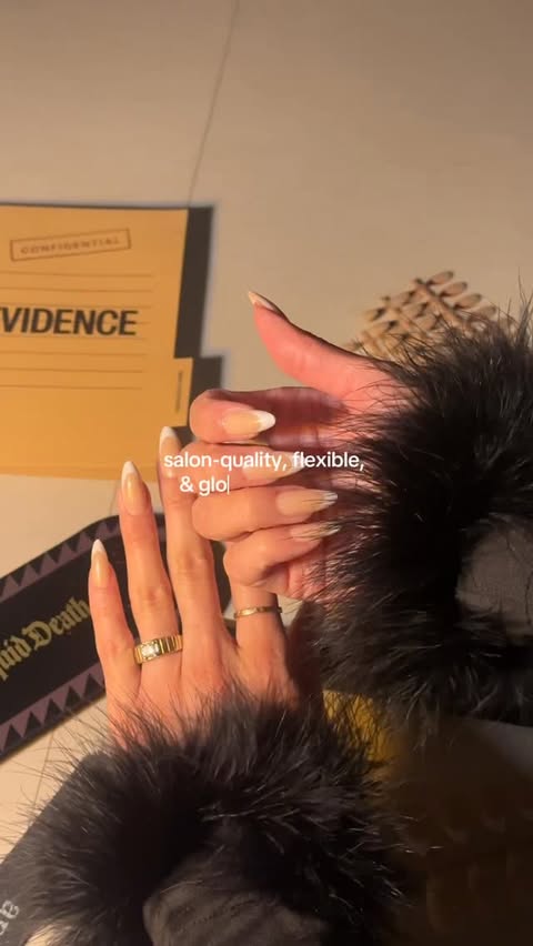 Instagram post by @nachonikki for Apres Nail. Caption reads: Case closed. 💅🏼 @apresnailofficial @liquiddeath....