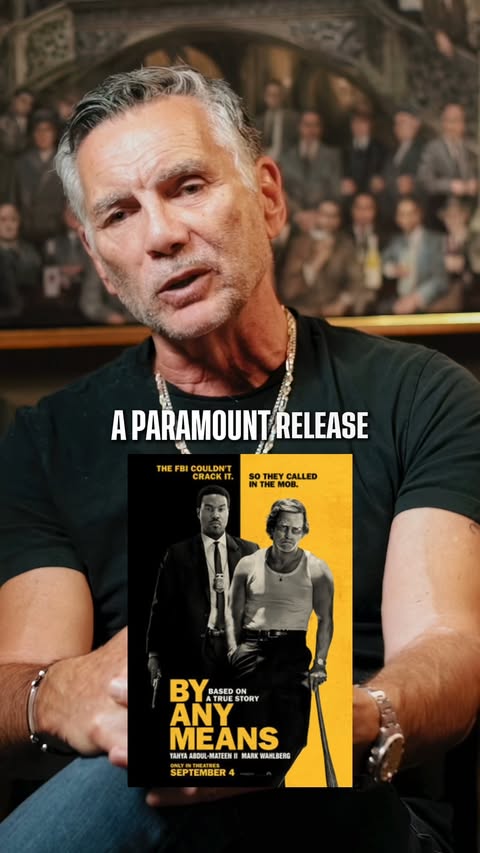 Instagram post by @michaelfranzese_ for Paramount Pictures. Caption reads: 👉 Watch the trailer now for By Any Means, only in....