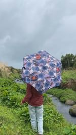 Instagram post by @catherinemarionart for BLUNT Umbrellas. Caption reads: [...] on a custom artwork for a new....