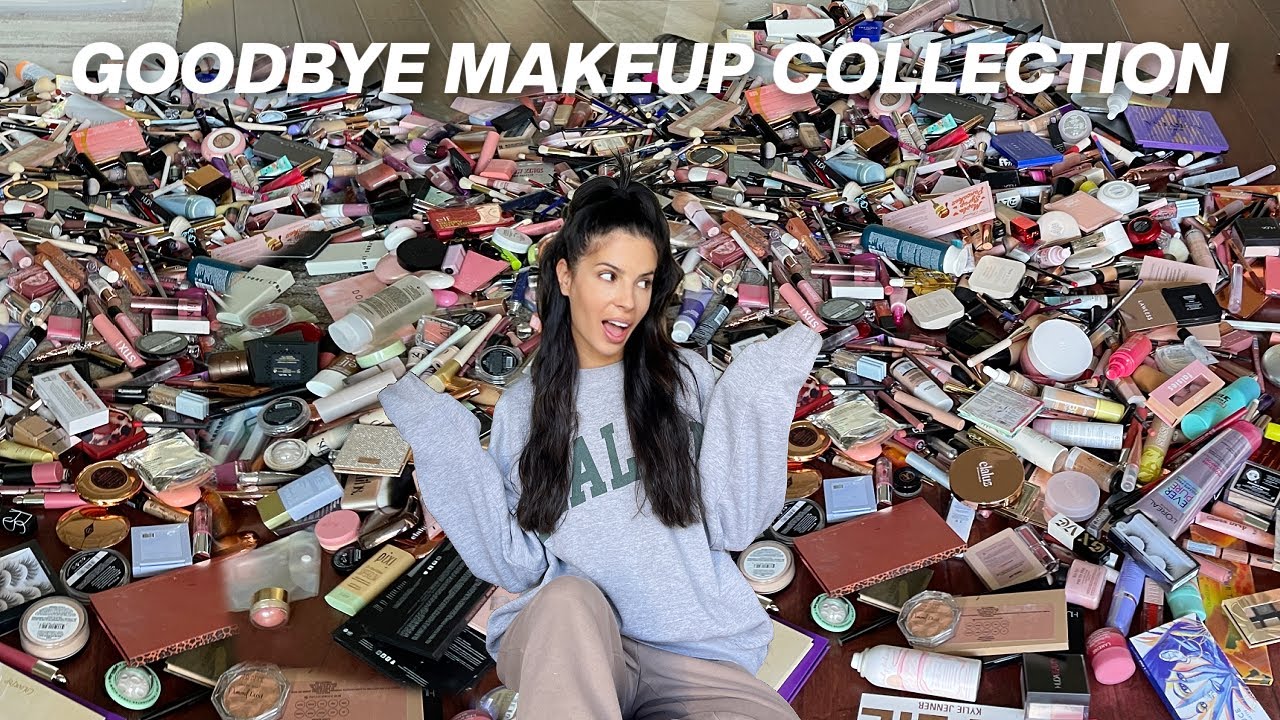 YouTube post by @laura88lee for Lunar Beauty. Caption reads: Getting rid of my MASSIVE makeup collection 2025.