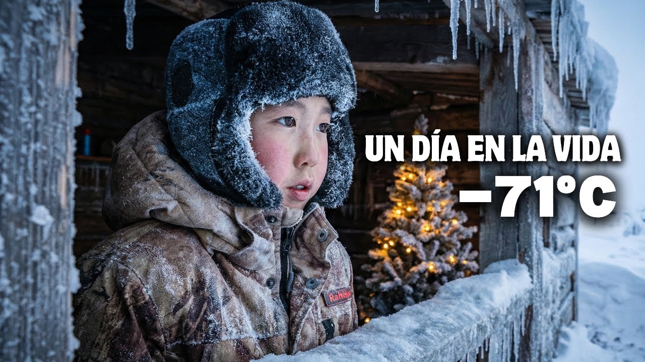 YouTube post by @KiunBspanish for Lingopie. Caption reads: A Day in the Coldest Town on Earth -71°C Christmas....