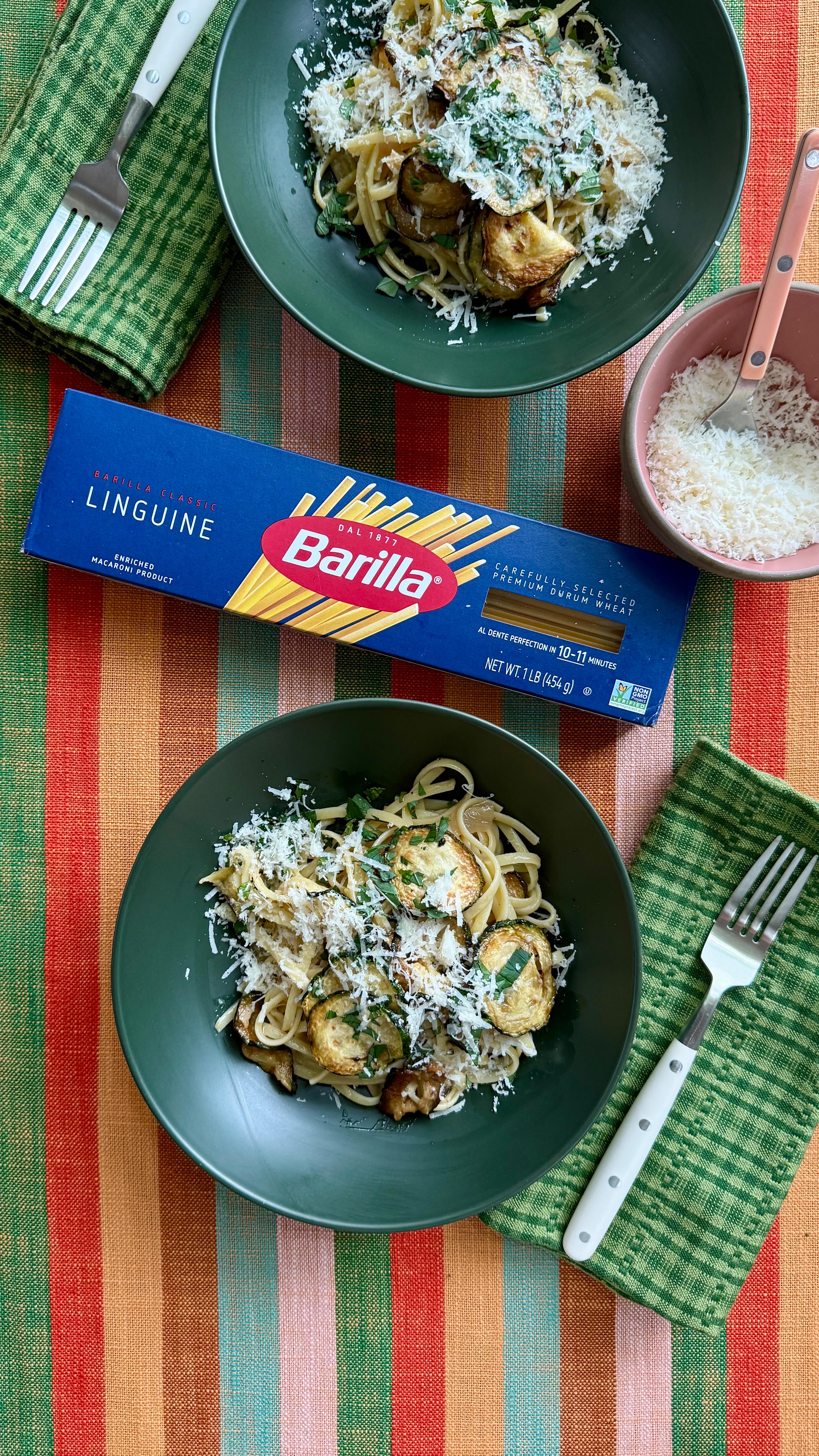 Instagram post by @grossypelosi for Barilla. Caption reads: [...] to my family’s Zucchini Linguine using....