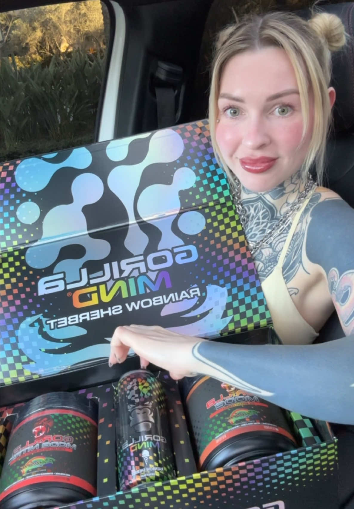 TikTok post by @inkstantbeauty for Gorilla Mind. Caption reads: Rainbow sherbet 🦍🧠🌈🍨 @Gorilla Mind....