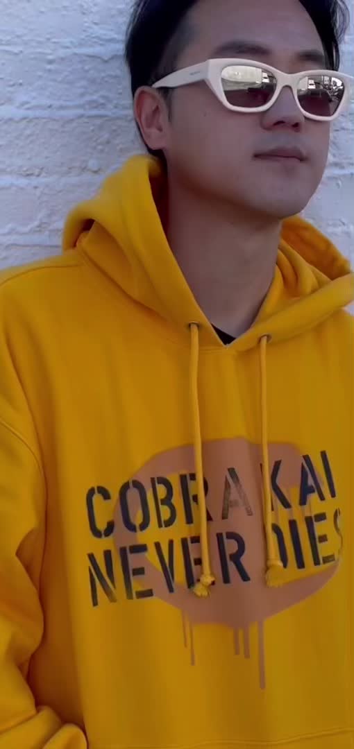 TikTok post by @joejoeseo for Champion. Caption reads: #ad Strike Hard, Strike Fast before the #CobraKai....