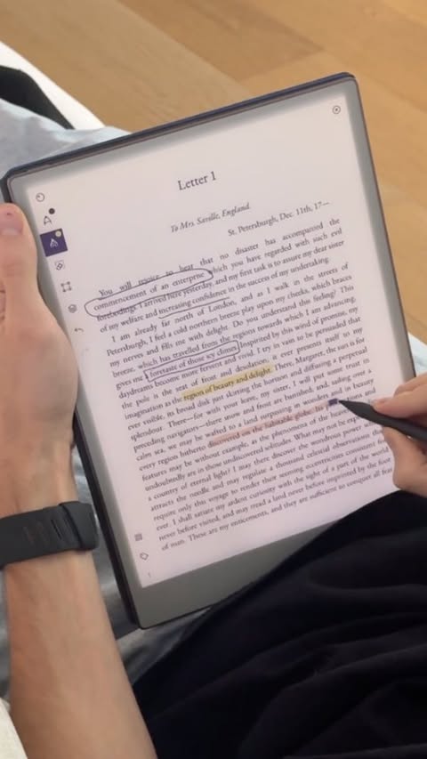 Instagram post by @justice_buys for reMarkable. Caption reads: [...] favorite way to take notes 📝 🤌🏼....