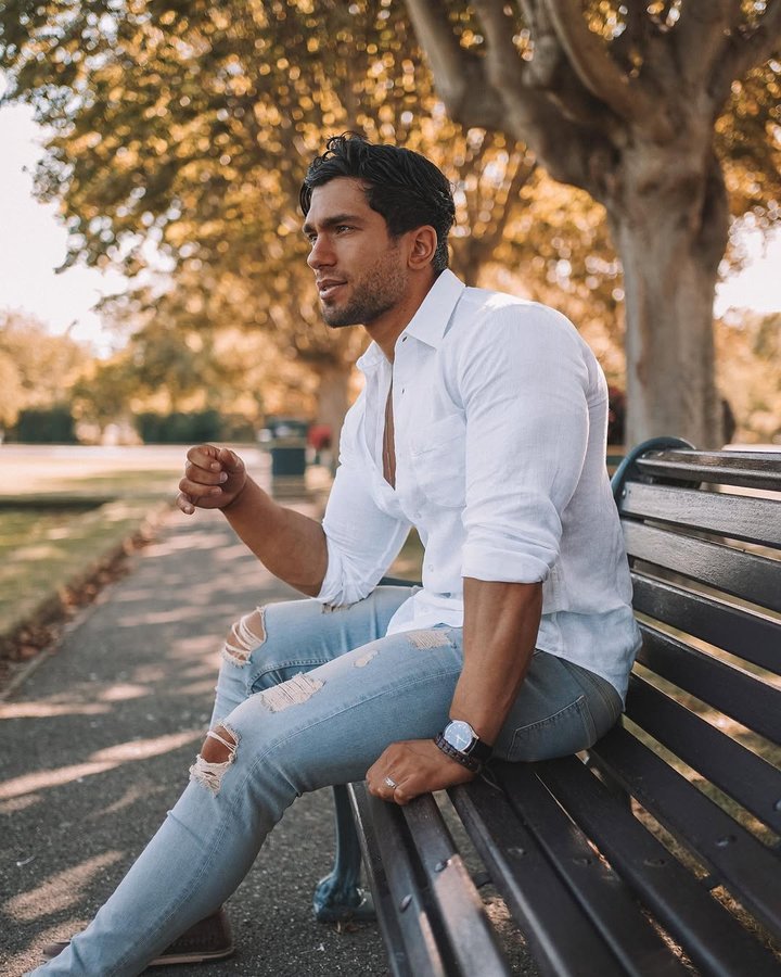 Instagram post by @marino_katsouris for Legend London. Caption reads: [...] out 👌🏼 Weekend outfit all from....