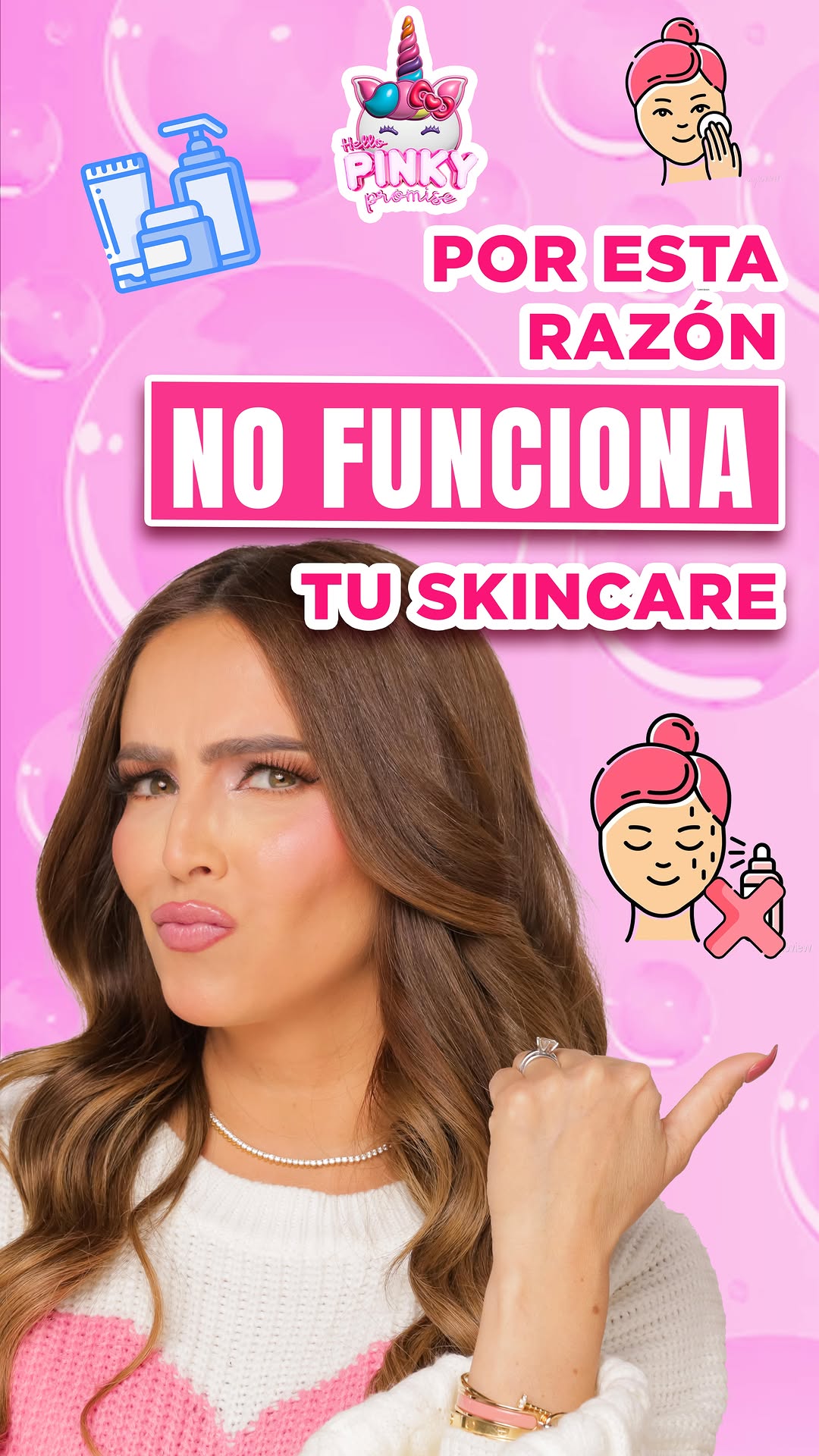 Instagram post by @pinkypromisetv for ISDIN. Caption reads: 🚨 ¡Cuidado! 🚨 Esto puede hacer que tu #Skincare....