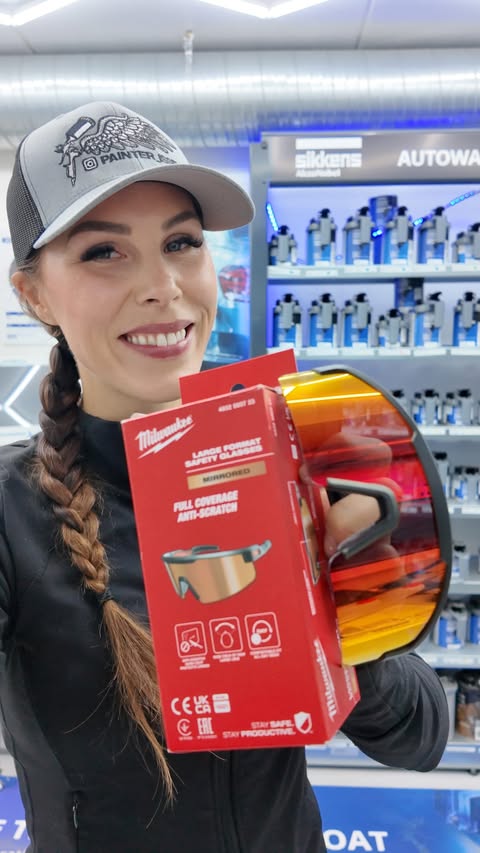 Instagram post by @painter_isse for Milwaukee Tool. Caption reads: New shades 🕶️ @milwaukeetoolno Spons.