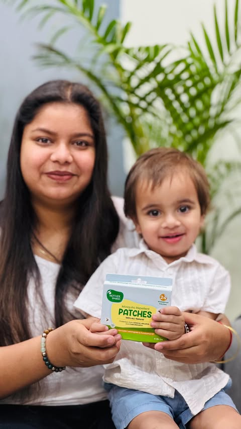 Instagram post by @advik__lavish for Mother Sparsh. Caption reads: Keep your little ones safe the natural way 🌿🦟 —....