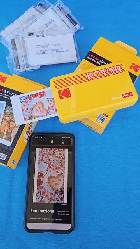Instagram post by @miss.mrj for Kodak Photo Printer. Caption reads: #pubblicita ⤵️ @kodakphotoprinter_it 📸....