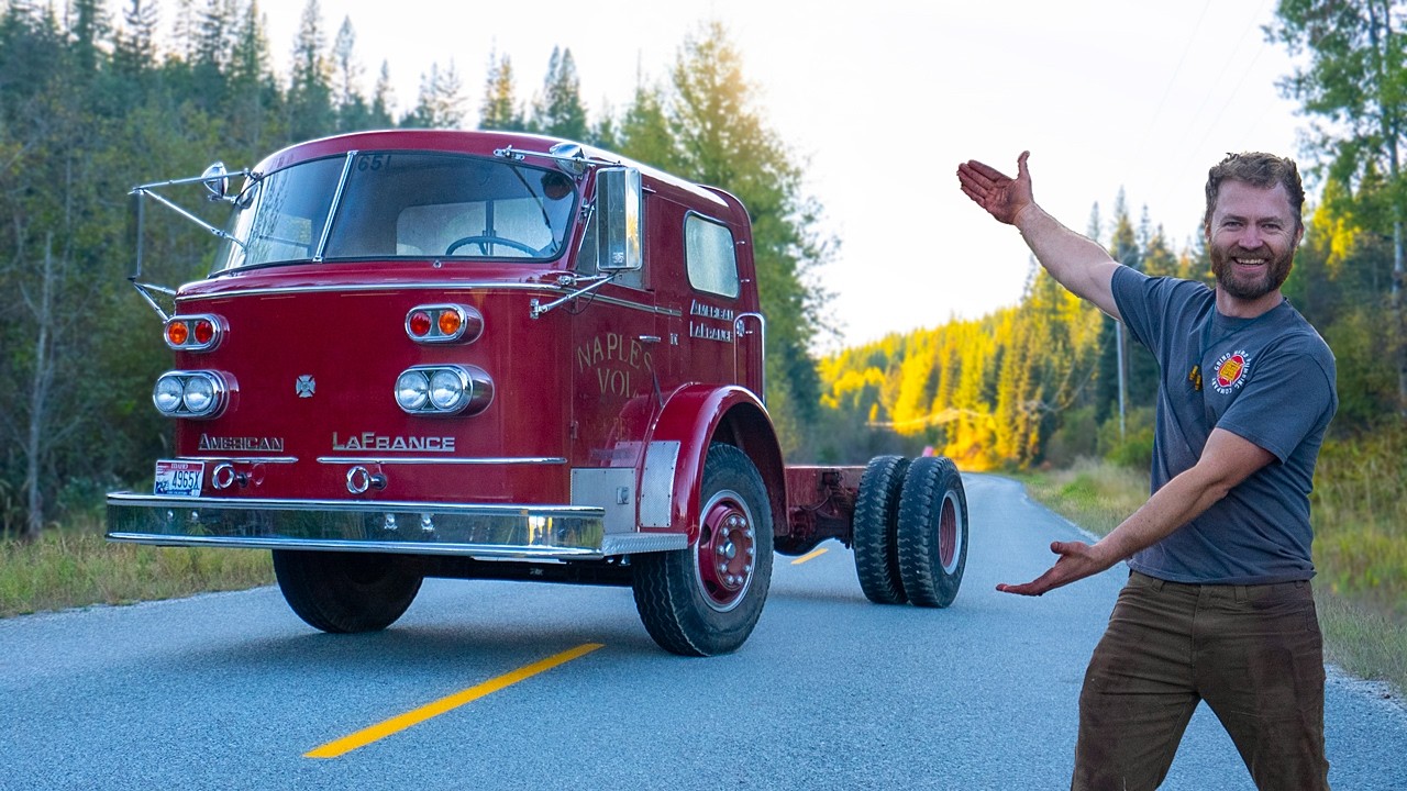 YouTube post by @GrindHardPlumbingCo for Huckberry. Caption reads: 12v Cummins Swapped Gear Hauler First Test Drive!.
