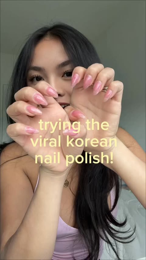 Instagram post by @allyyoshiyamaa for ohora. Caption reads: Trying the VIRAL korean syrup nails from....