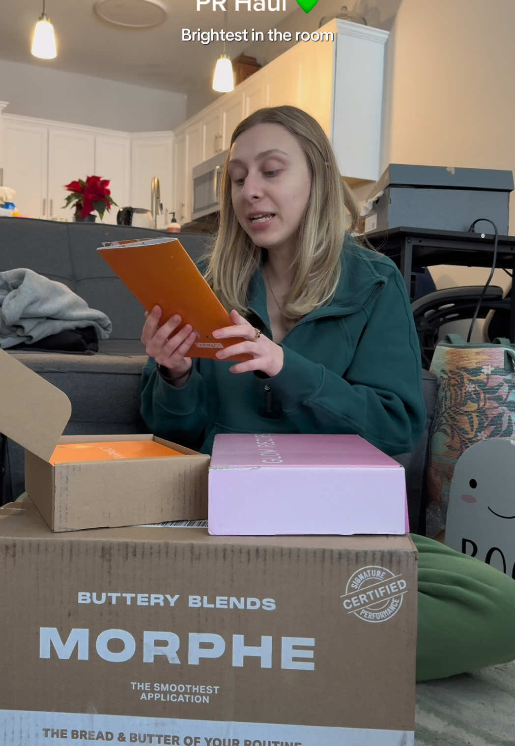 TikTok post by @mary_naccarato for FarmacyBeauty. Caption reads: First PR Haul of the new year 💚 @Farmacy Beauty....