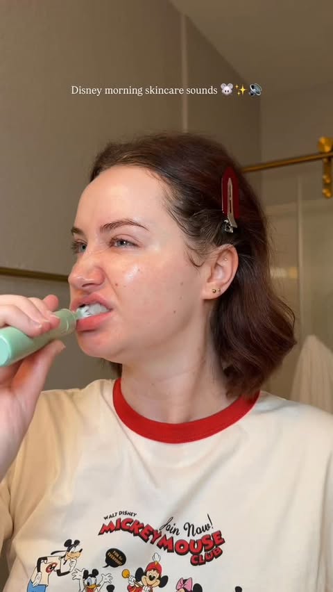 Instagram post by @youglowgrrl for Supergoop. Caption reads: Disney morning skincare sounds 🐭✨🔊

Products....