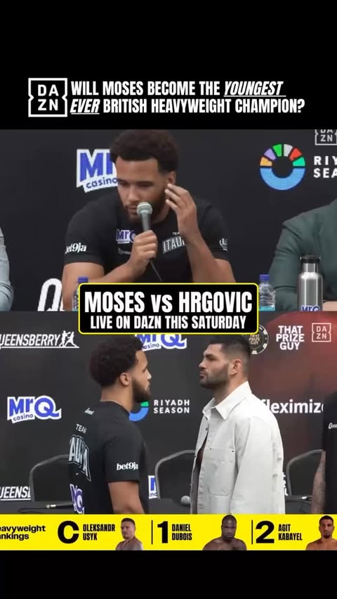 Instagram post by @boxinghighs for DAZN Boxing. Caption reads: At just 21 years old, Moses Itauma can become the....