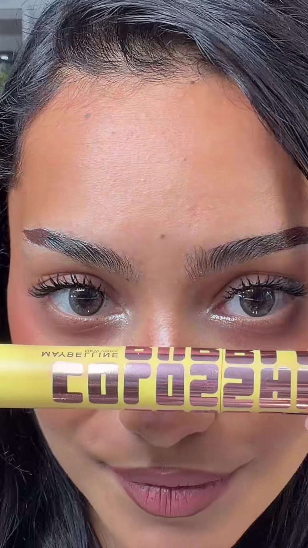 TikTok post by @bsmallaofficial for Maybelline Arabia. Caption reads: [...] #maybellinepartner #bubblemascara....