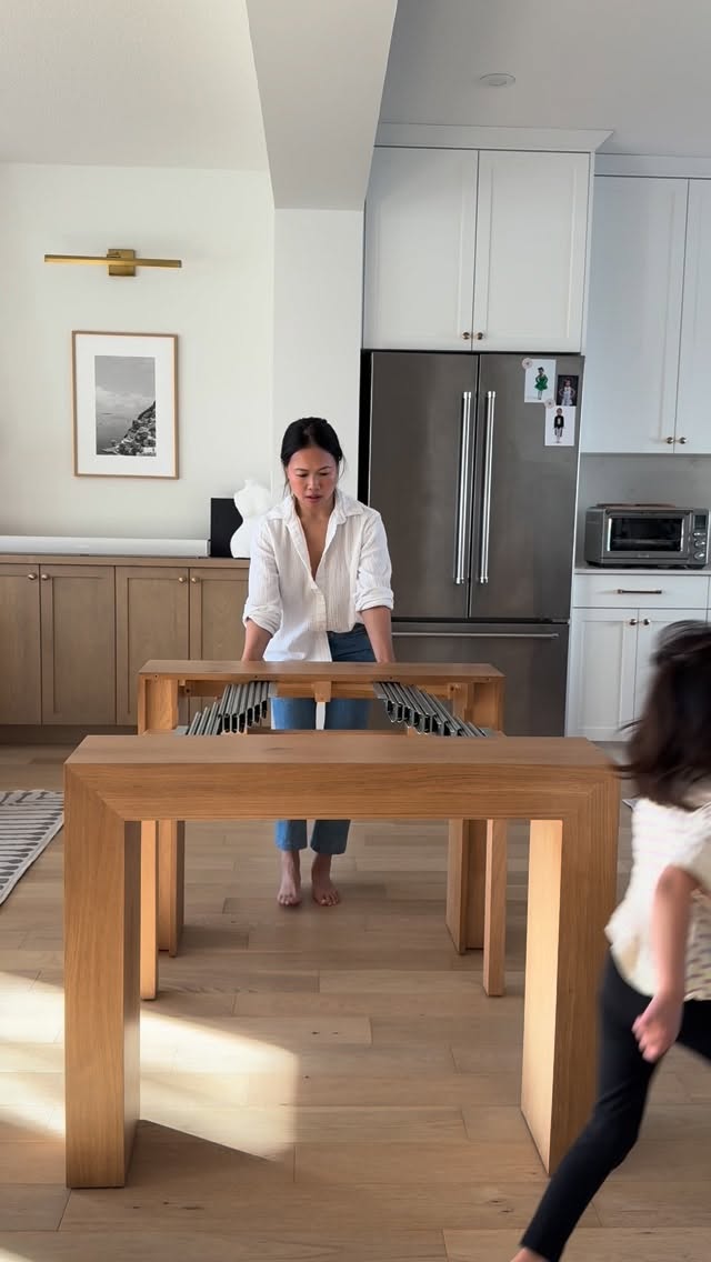 Instagram post by @heybellafoodie for Transformer Table. Caption reads: Can your console table do this? AD

The....