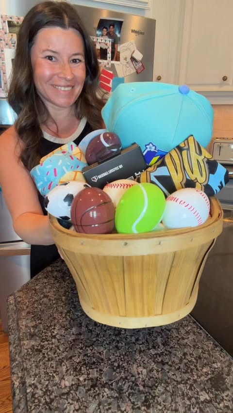 Instagram post by @makingfrugalfun for Baseball Lifestyle 101. Caption reads: Swap out the Easter grass for this fun basket....