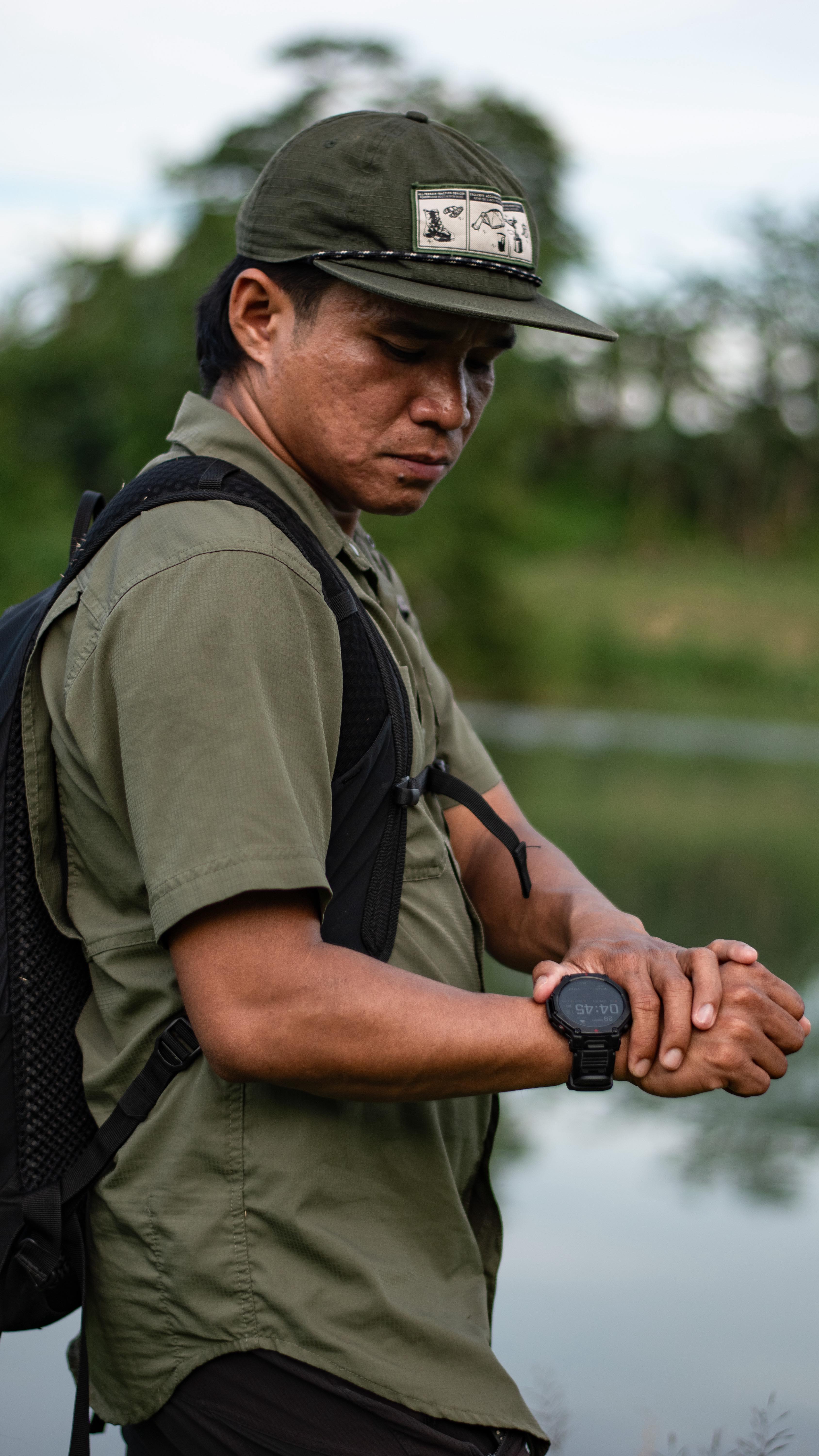 Instagram post by @neilpatrckk for Amazfit. Caption reads: On my last hike, I realized how much little things....