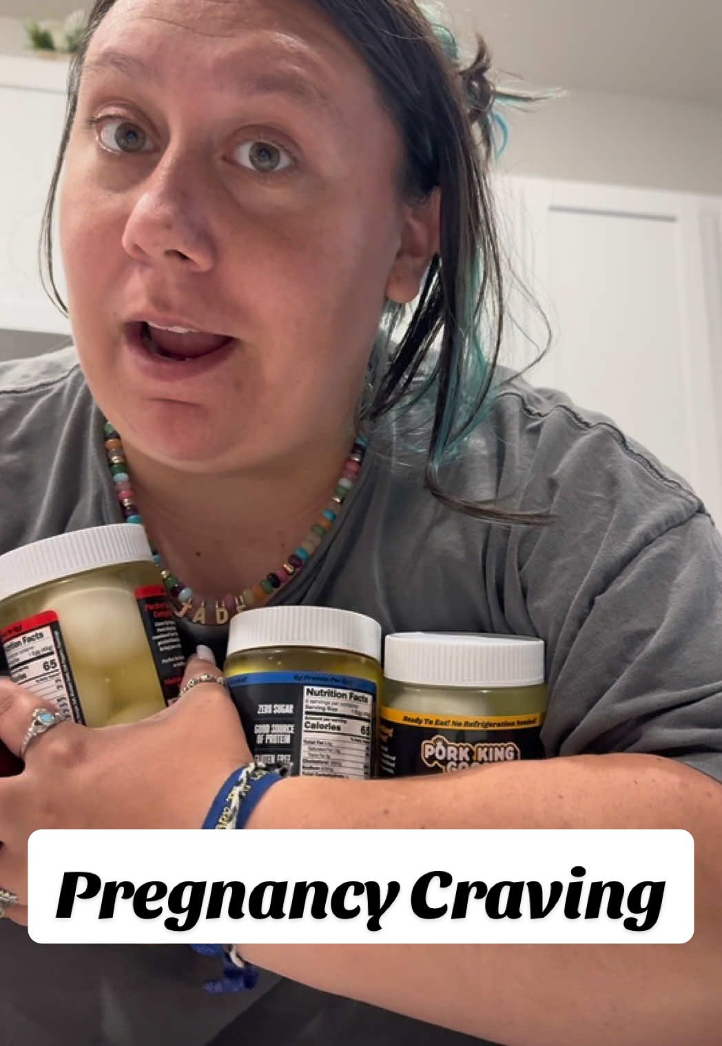 TikTok post by @mrs.tuffandstuff for Pork King Good. Caption reads: I have been obsessed with these pickled eggs and....