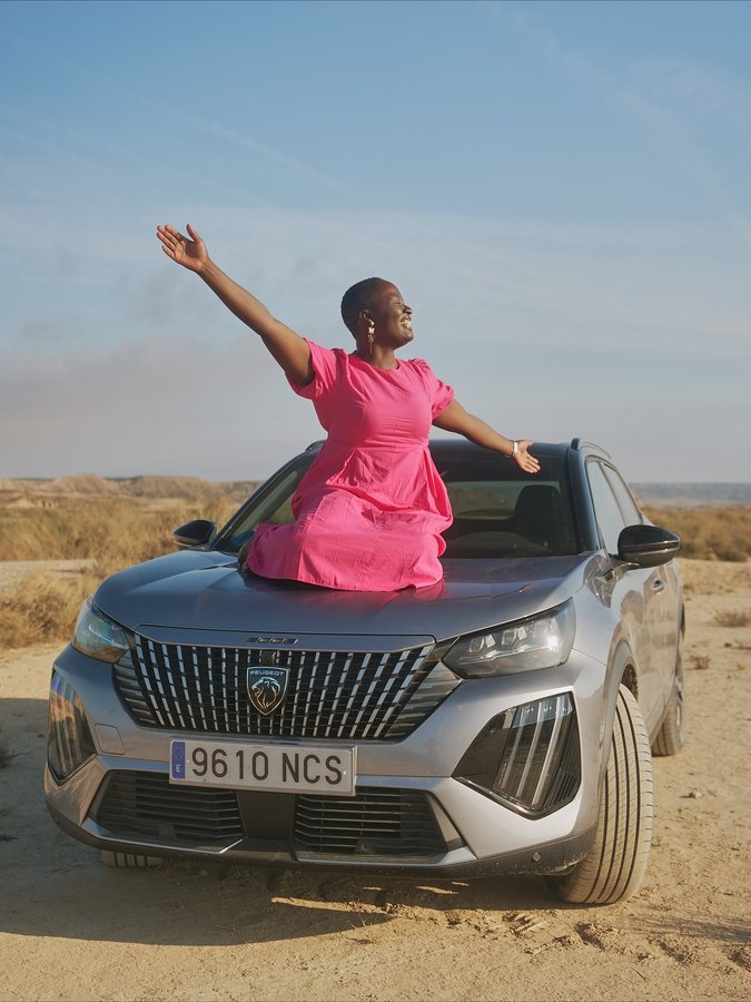 Instagram post by @pelumi.nubi for Peugeot. Caption reads: We did it 🥳💃🏾 we drove all the way to the End....