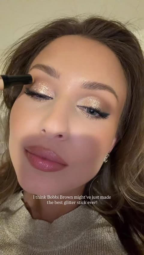 Instagram post by @ivistefanova for Bobbi Brown Cosmetics. Caption reads: Glitter galore! ✨ @bobbibrown New Crystal Eye....