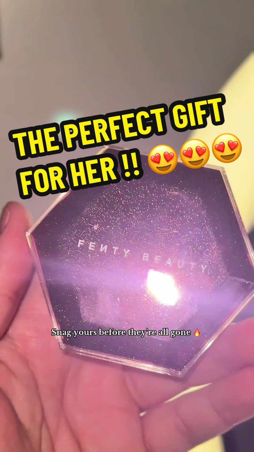 TikTok post by @lukasgreyy for Fenty Beauty. Caption reads: [...] & gloss bomb sparkle duo from @Fenty Beauty....