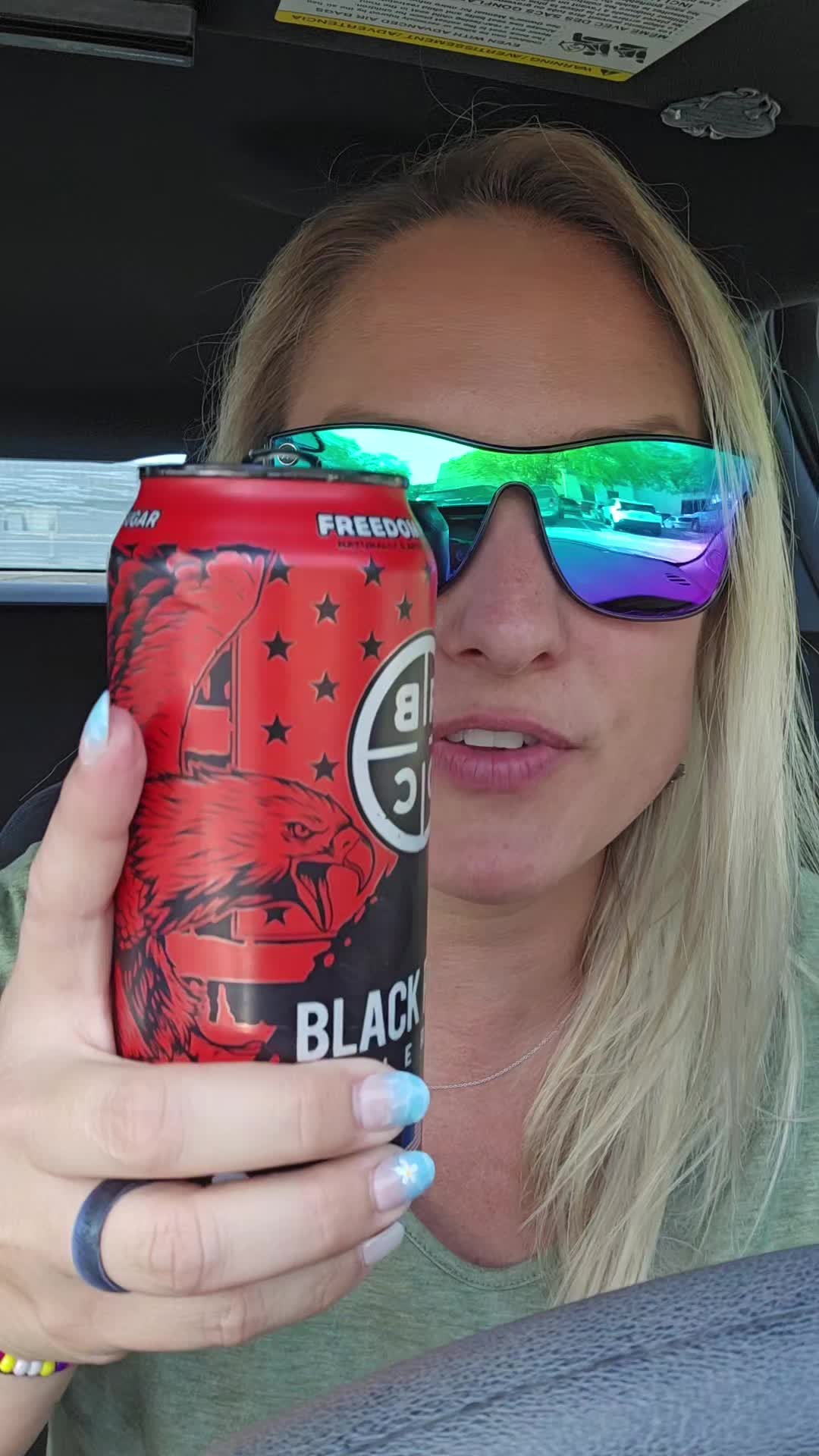 TikTok post by @kristiscustomcreations for Black Rifle Coffee Company. Caption reads: [...] 🇺🇸🇺🇸🇺🇸 #blackriflecoffee....