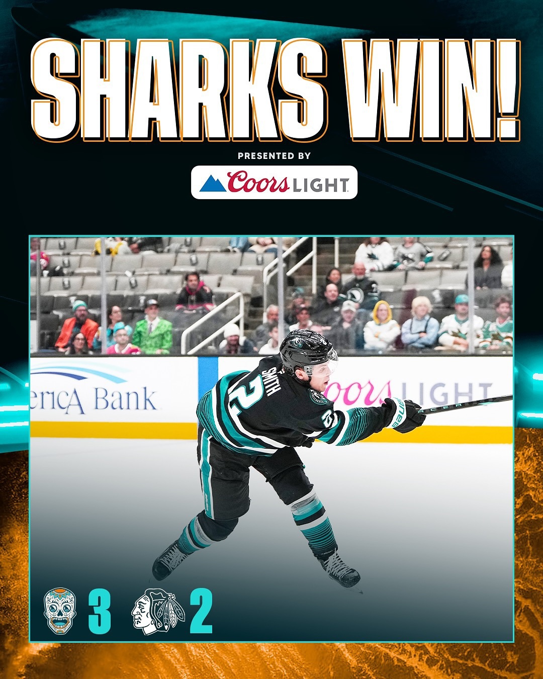 Instagram post by @sanjosesharks for Coors Light. Caption reads: HAPPY Halloween! 👻.
