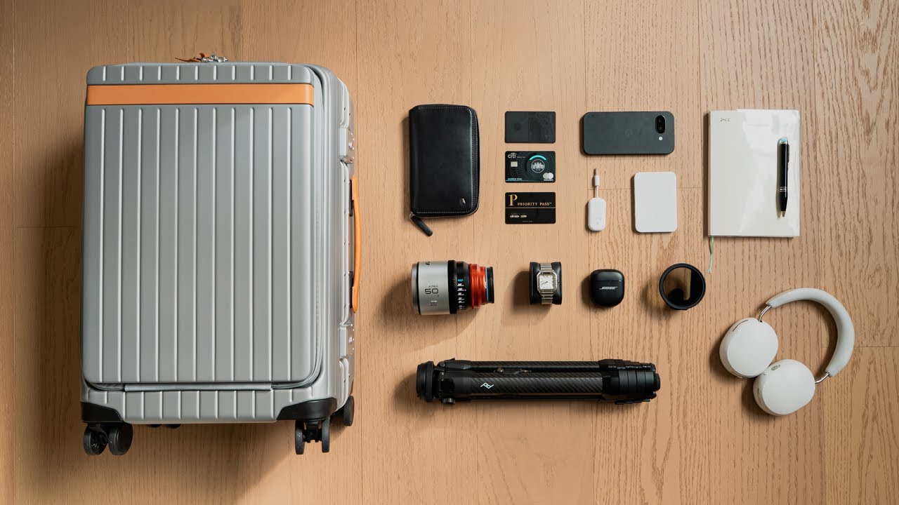 YouTube post by @AndrewEthanZeng for Orbitkey. Caption reads: Frequent Flyers' Unique Travel Kit (after 300+....