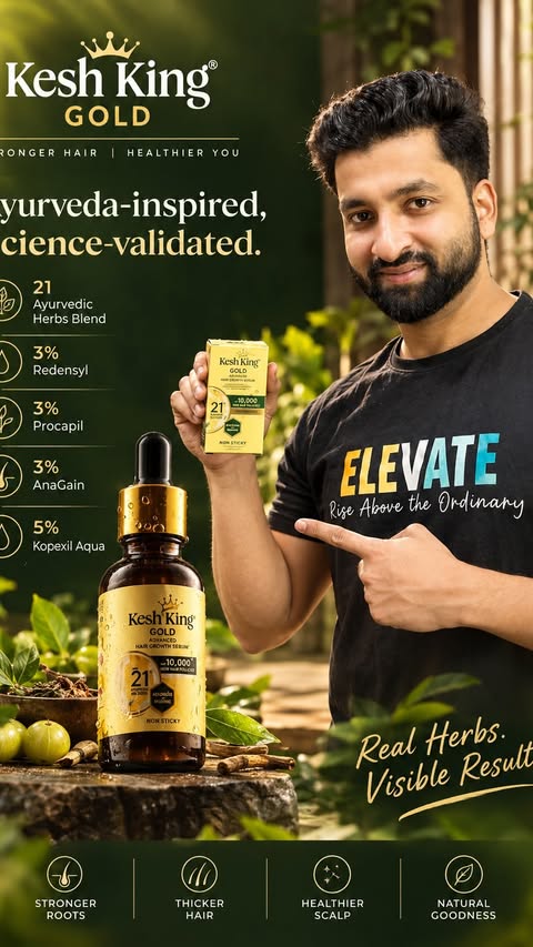 Instagram post by @elitewithpriyanshu for Kesh King. Caption reads: [...] starts with the right care. 🌿✨ Meet Kesh....