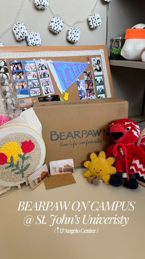 Instagram post by @tiff.esquen for BEARPAW. Caption reads: [...] St. John’s University by showing the BEARPAW....