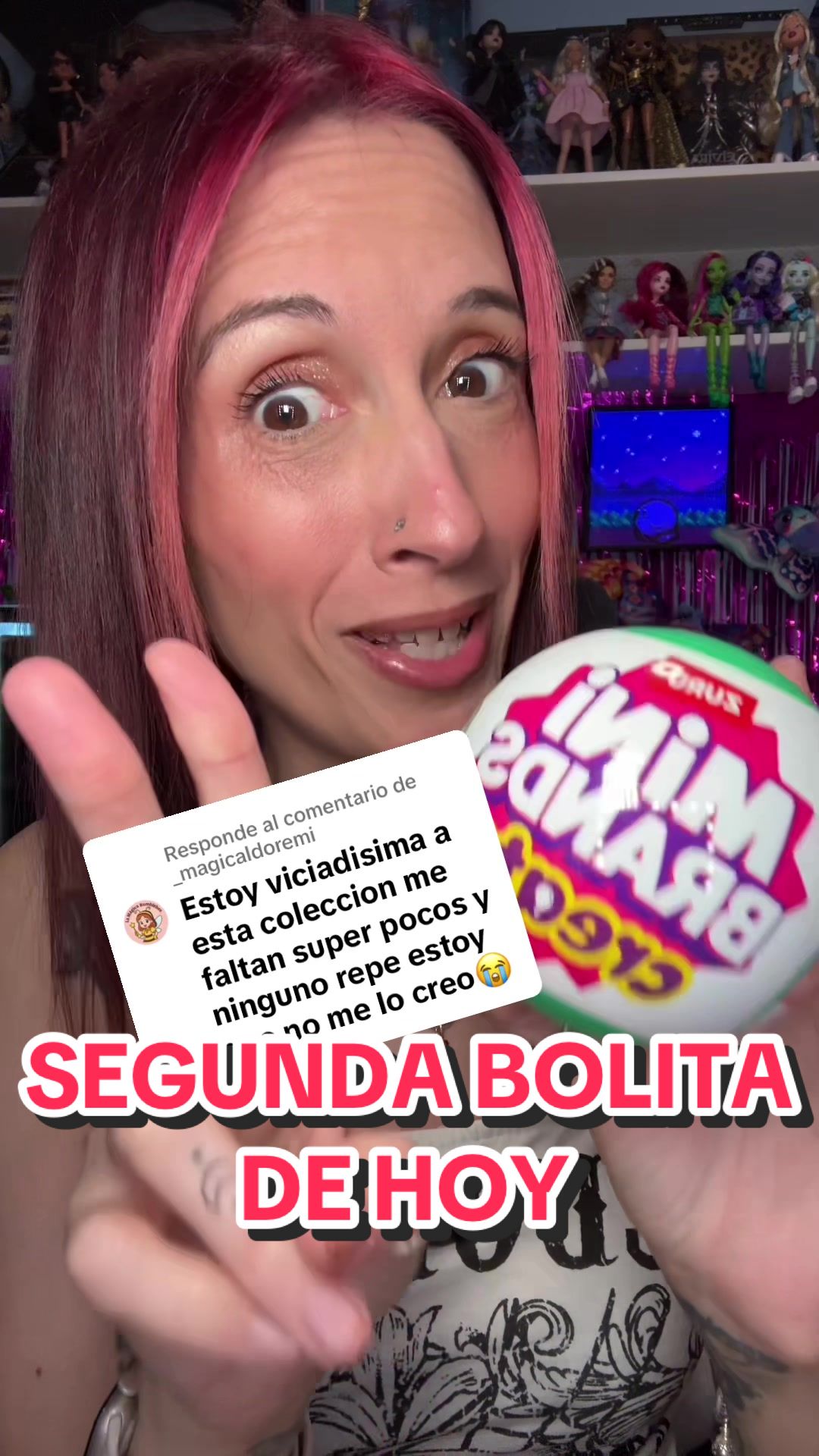 TikTok post by @elmunditodeale for ZURU Toys. Caption reads: [...] #minibrands #garden #humor #parati  @ZURU....