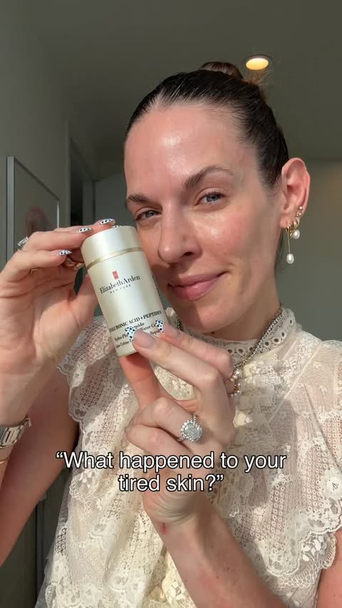 Instagram post by @ekammeyer for Elizabeth Arden. Caption reads: [...] What happened to your tired skin? 
Elizabeth....