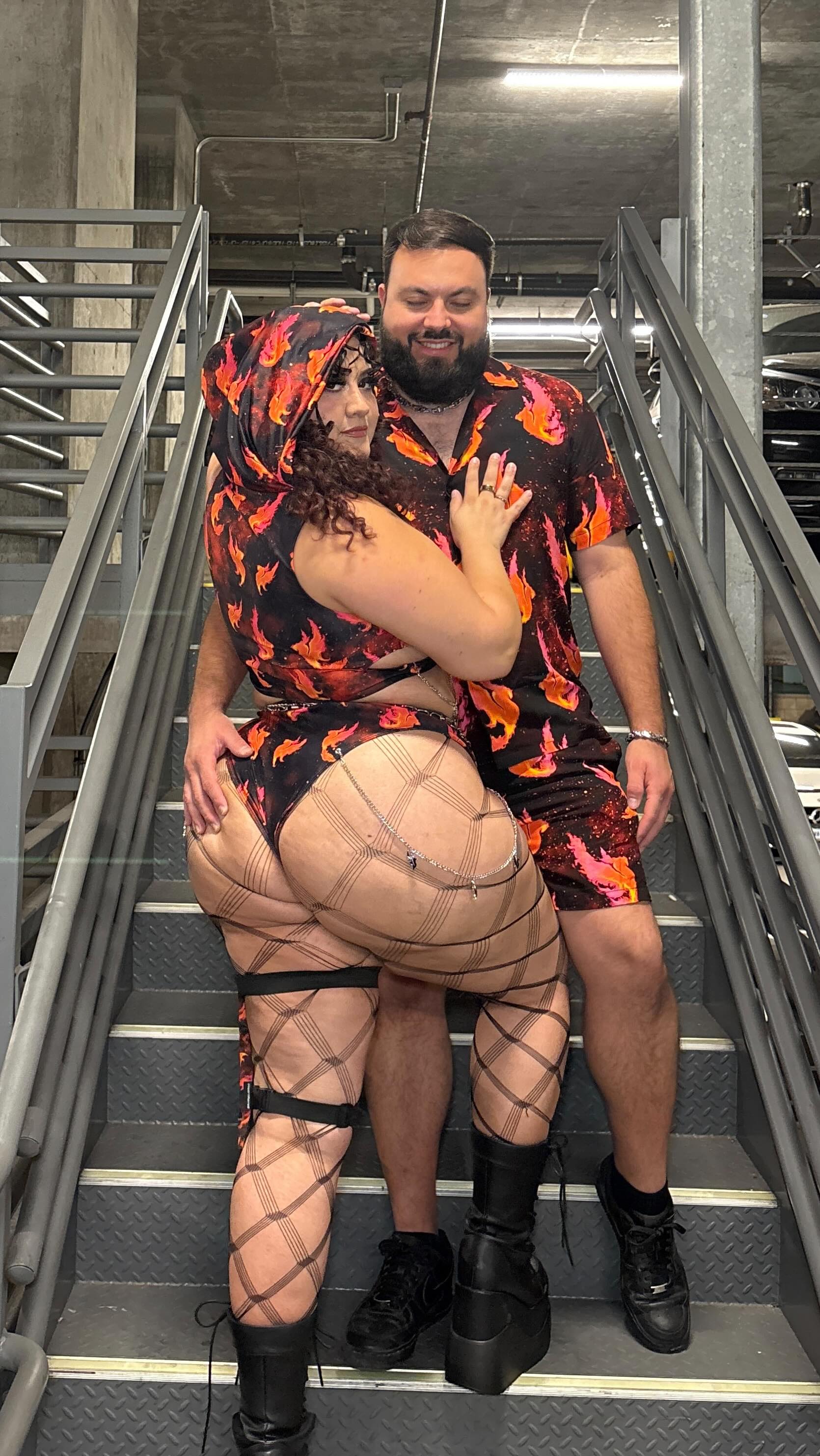 Instagram post by @lifewithfani for iHeartRaves. Caption reads: Rise from the ashes in these matching fits 🔥....