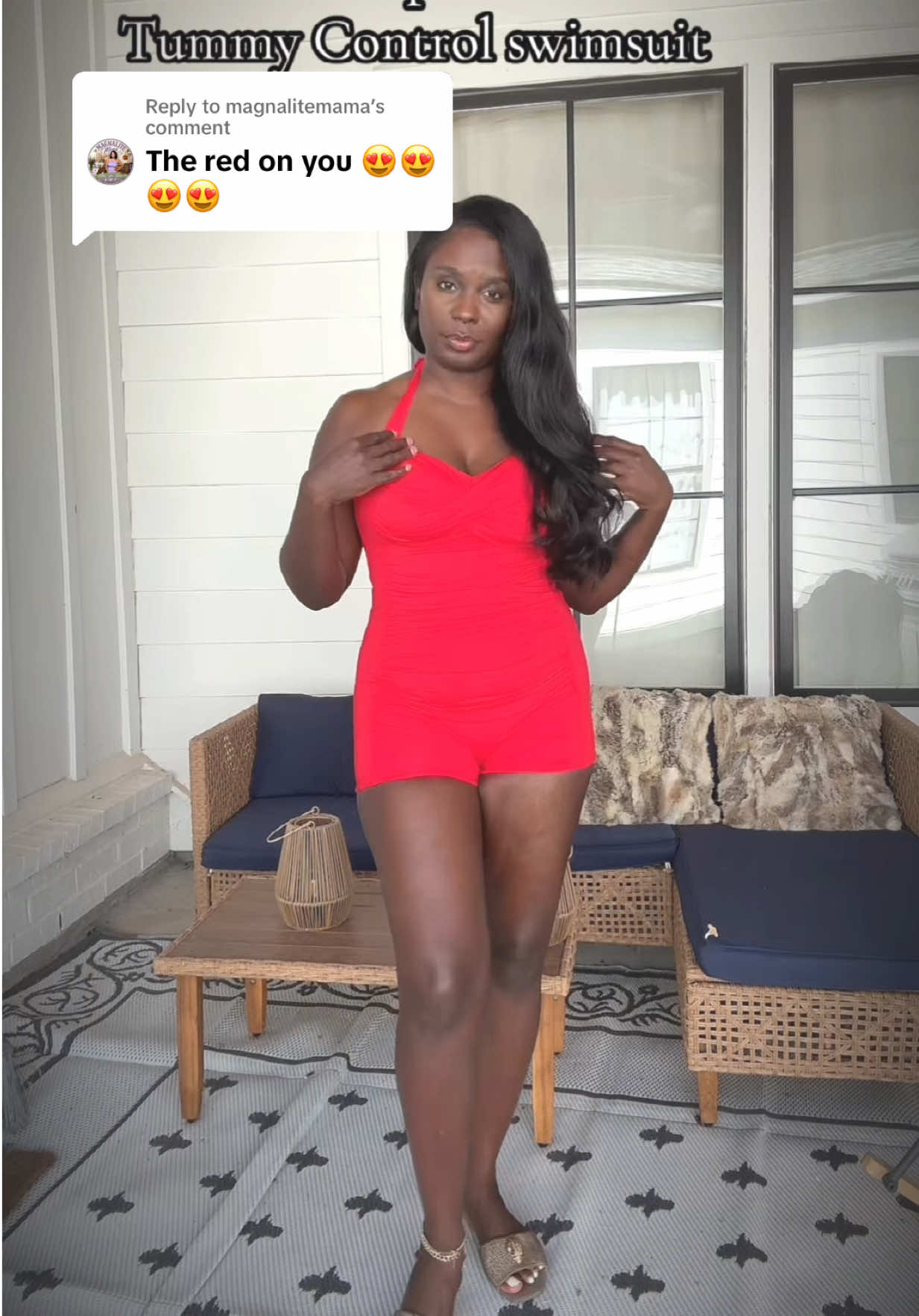 TikTok post by @elevatingwithelonn for Tempt Me Swimsuits. Caption reads: [...] swimsuit for us mommies ❤️ @Tempt Me....